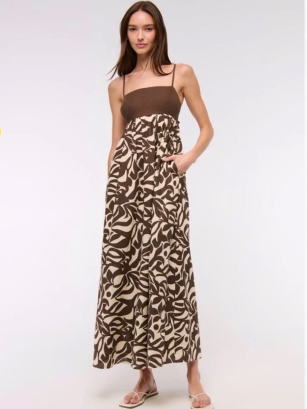 ABERCROMBIE & FITCH Tie-Back Babydoll Maxi Dress